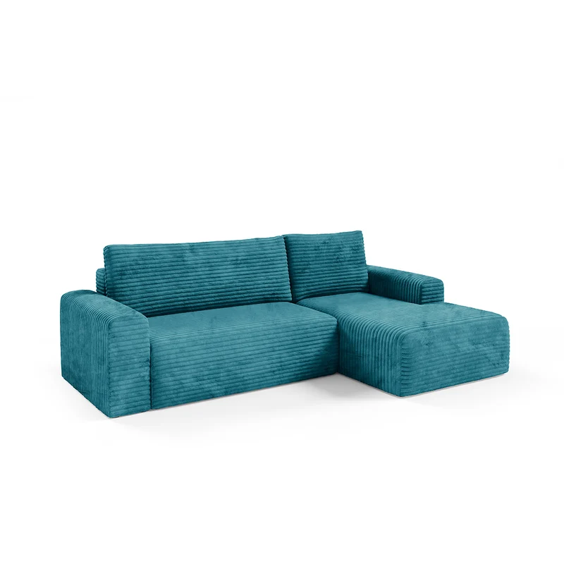 Canapé d'angle droit convertible 3 places avec coffre Romeo Bleu