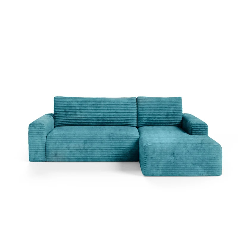 Canapé d'angle droit convertible 3 places avec coffre Romeo Bleu
