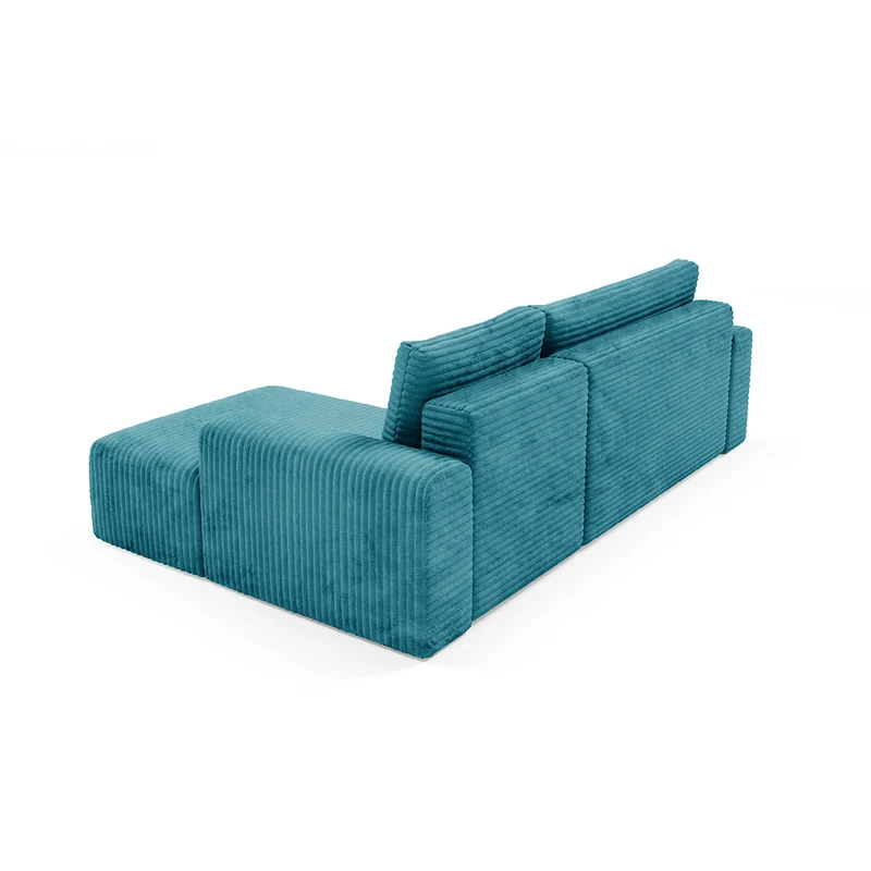 Canapé d'angle droit convertible 3 places avec coffre Romeo Bleu