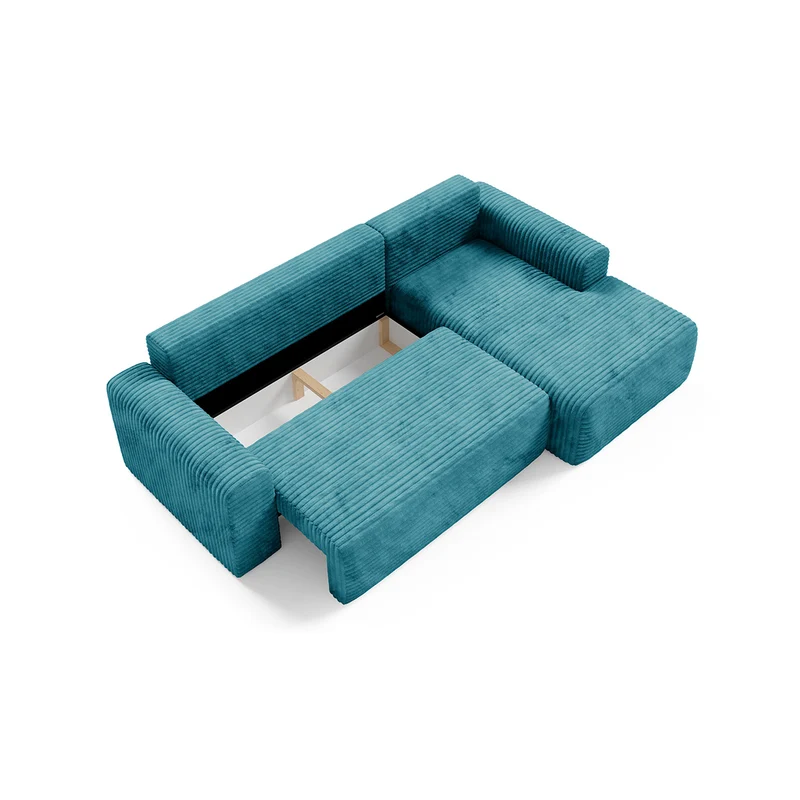Canapé d'angle droit convertible 3 places avec coffre Romeo Bleu
