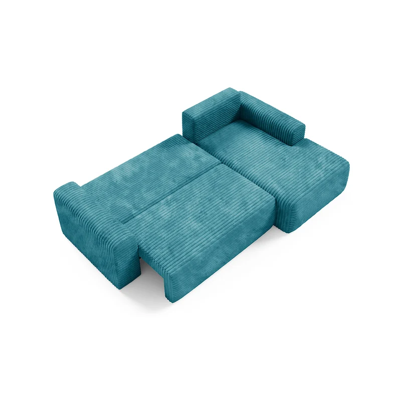 Canapé d'angle droit convertible 3 places avec coffre Romeo Bleu