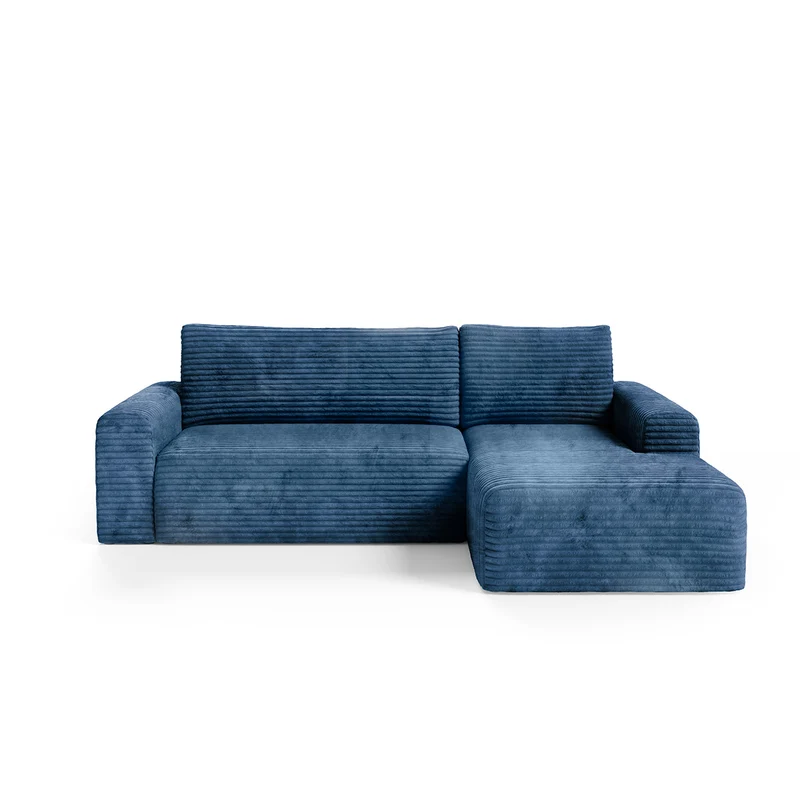 Canapé d'angle droit convertible 3 places avec coffre Romeo Bleu foncé