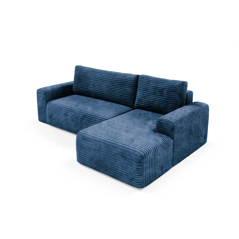 Canapé d'angle droit convertible 3 places avec coffre Romeo Bleu foncé
