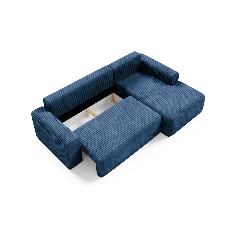 Canapé d'angle droit convertible 3 places avec coffre Romeo Bleu foncé
