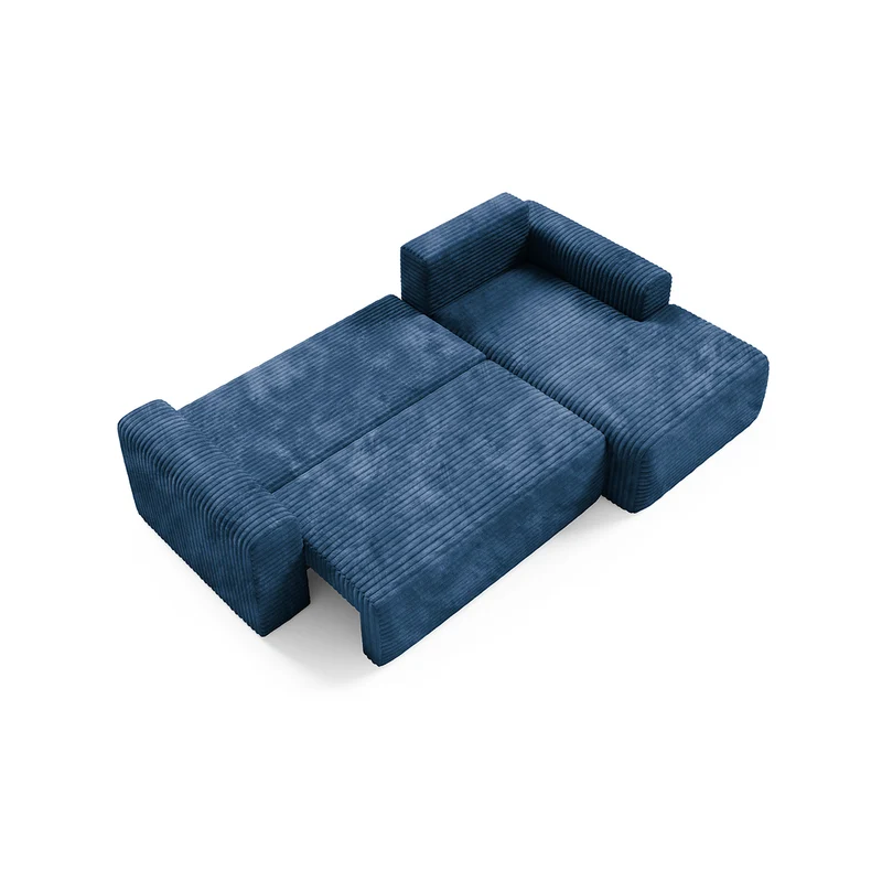 Canapé d'angle droit convertible 3 places avec coffre Romeo Bleu foncé