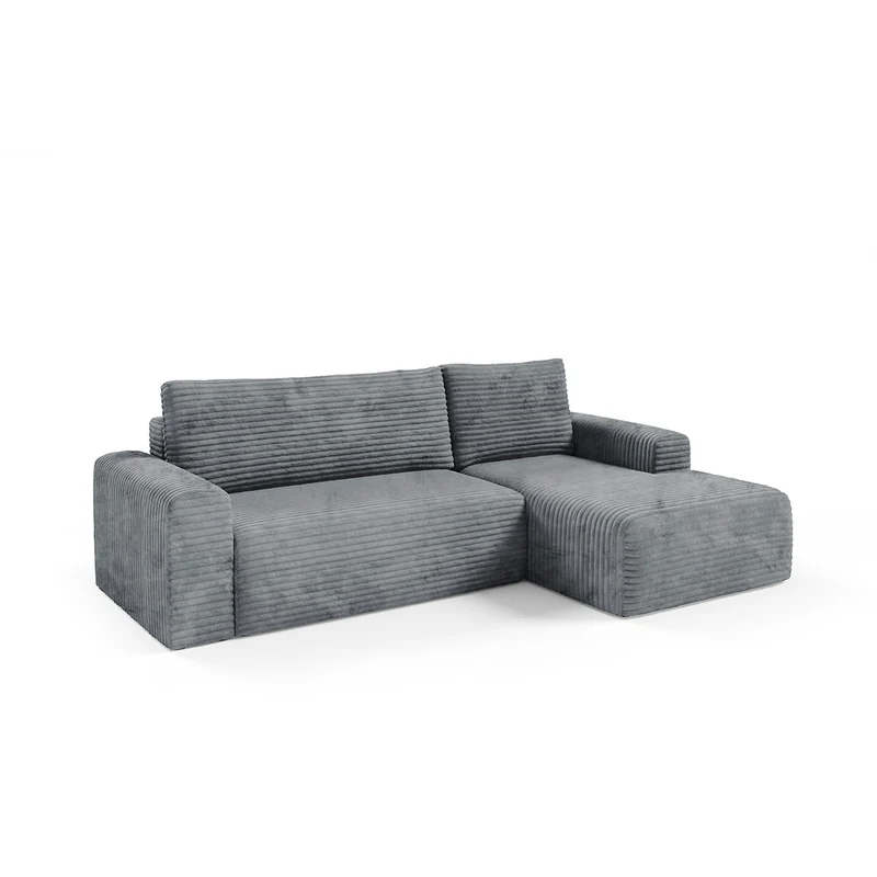 Canapé d'angle droit convertible 3 places avec coffre Romeo Gris foncé