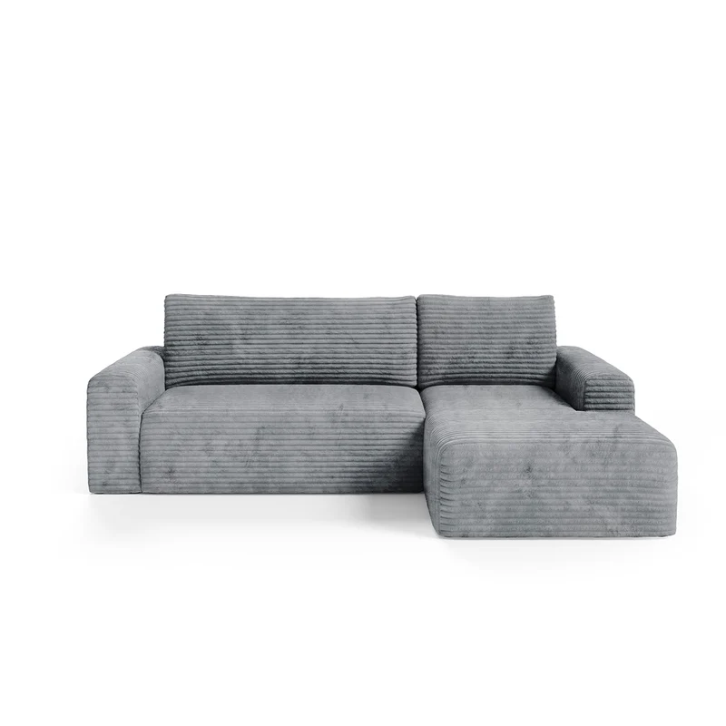 Canapé d'angle droit convertible 3 places avec coffre Romeo Gris foncé