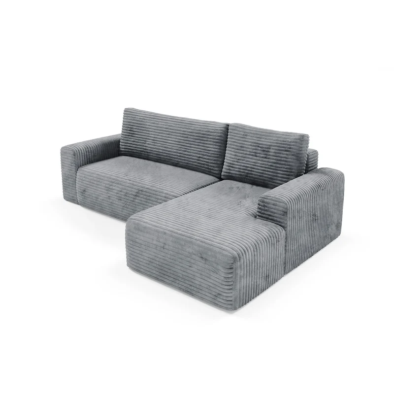 Canapé d'angle droit convertible 3 places avec coffre Romeo Gris foncé