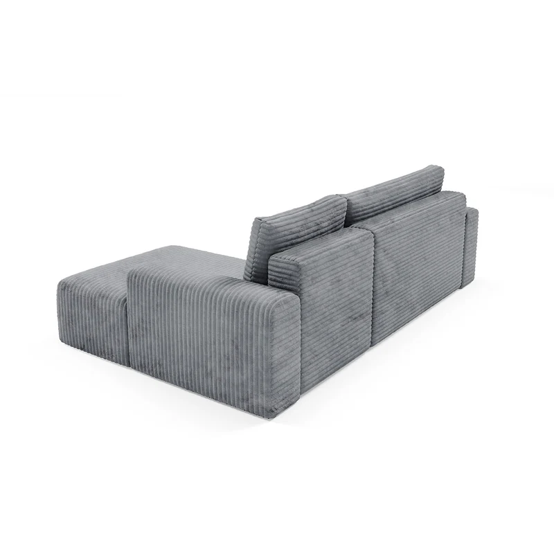 Canapé d'angle droit convertible 3 places avec coffre Romeo Gris foncé