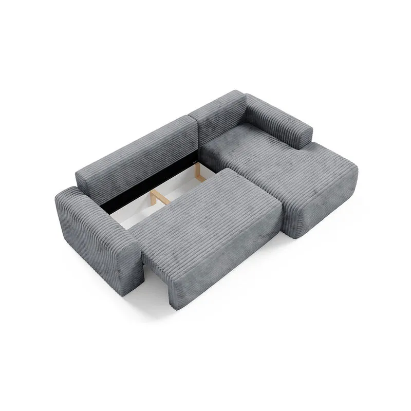 Canapé d'angle droit convertible 3 places avec coffre Romeo Gris foncé