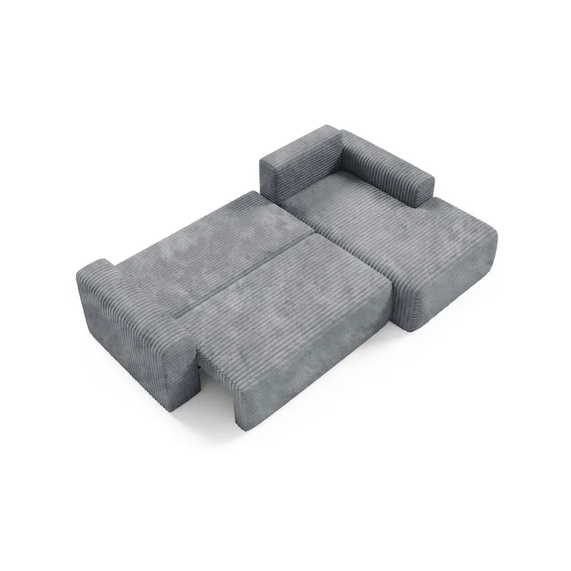 Canapé d'angle droit convertible 3 places avec coffre Romeo Gris foncé
