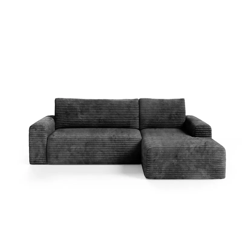 Canapé d'angle droit convertible 3 places avec coffre Romeo Noir