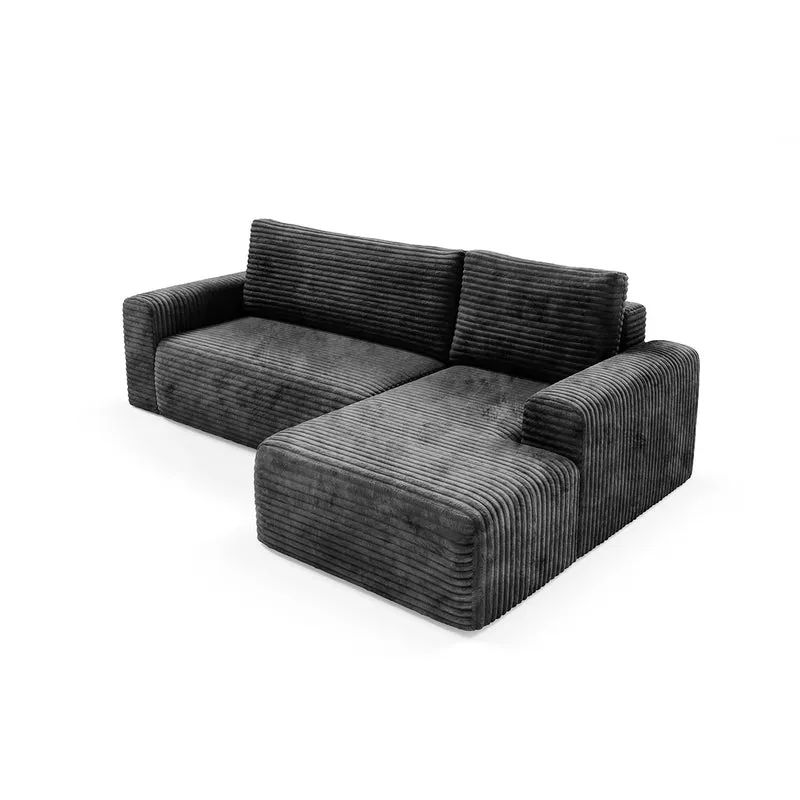 Canapé d'angle droit convertible 3 places avec coffre Romeo Noir
