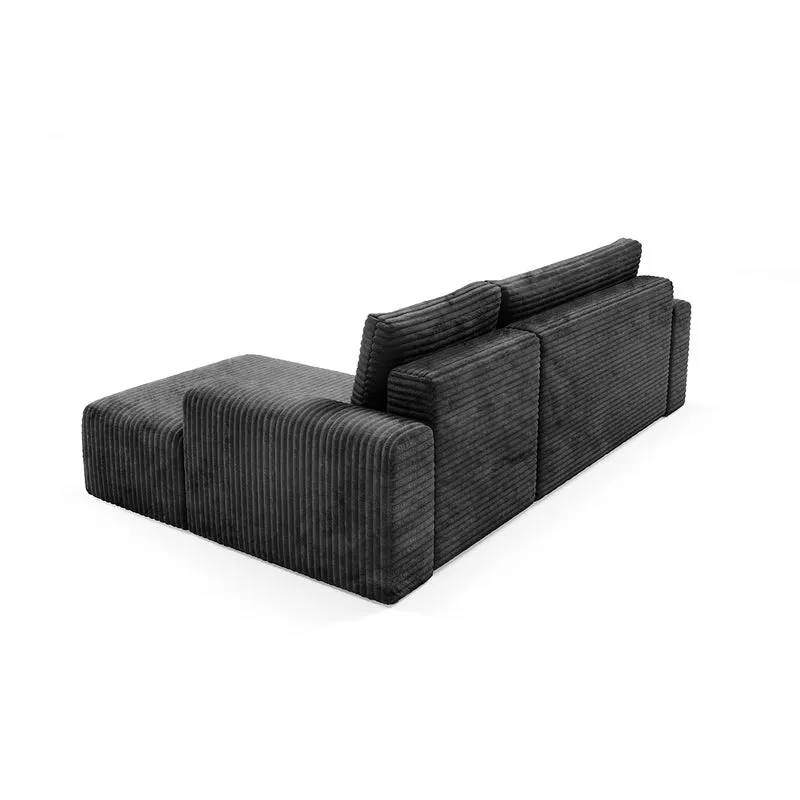 Canapé d'angle droit convertible 3 places avec coffre Romeo Noir
