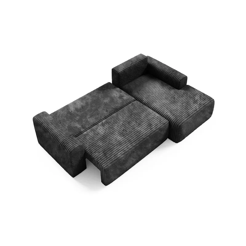 Canapé d'angle droit convertible 3 places avec coffre Romeo Noir