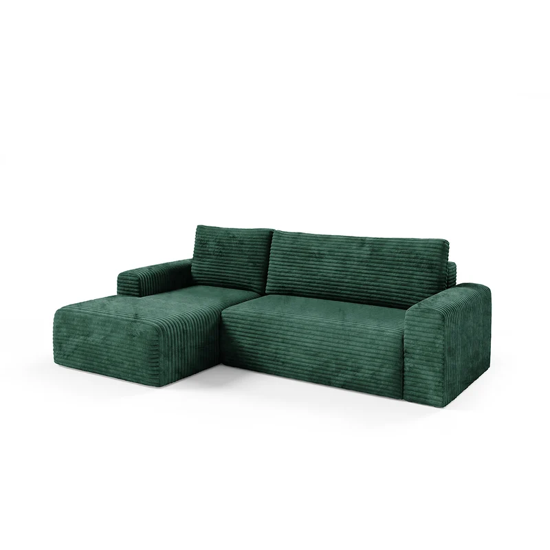 Canapé d'angle gauche convertible 3 places avec coffre Romeo Vert sapin