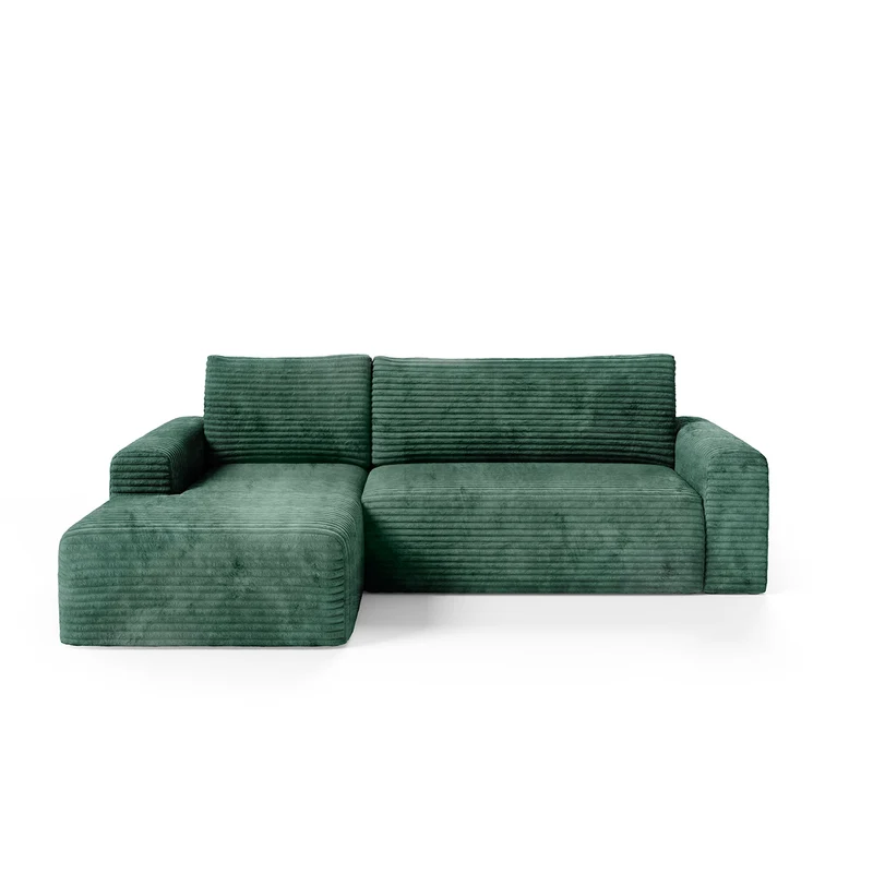 Canapé d'angle gauche convertible 3 places avec coffre Romeo Vert sapin