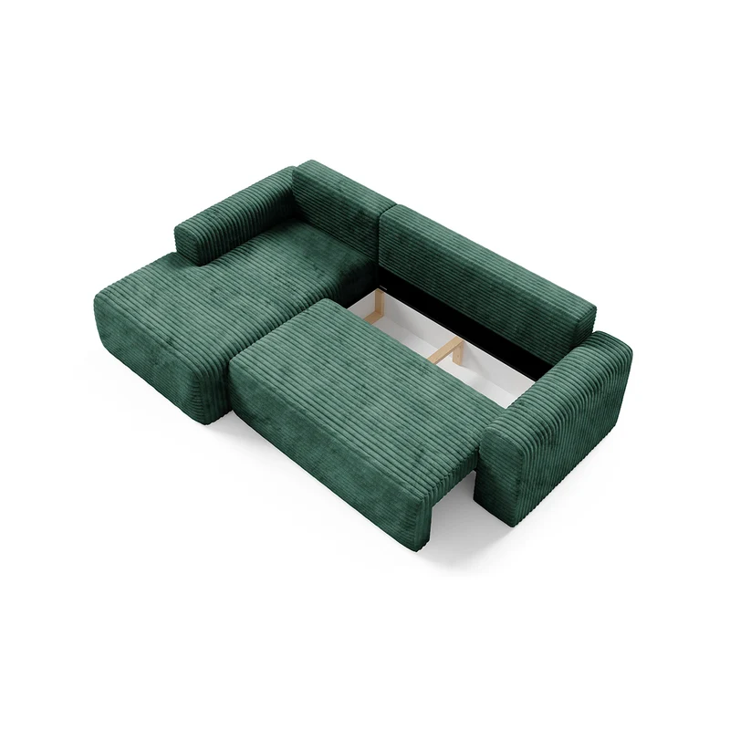 Canapé d'angle gauche convertible 3 places avec coffre Romeo Vert sapin