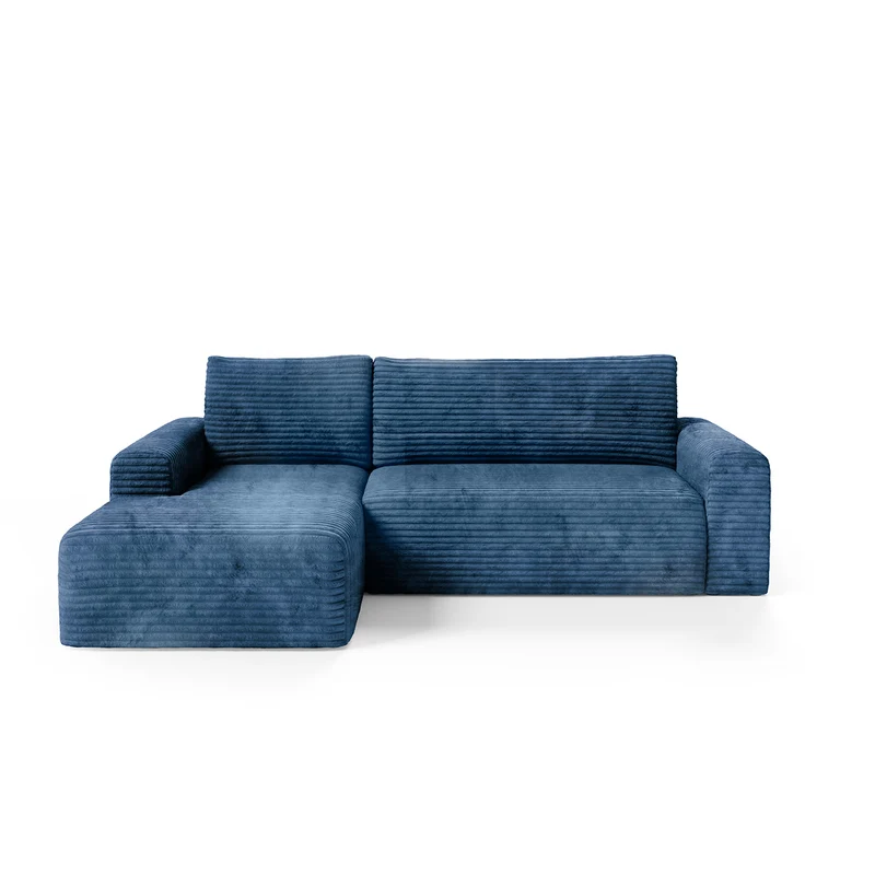 Canapé d'angle gauche convertible 3 places avec coffre Romeo Bleu foncé