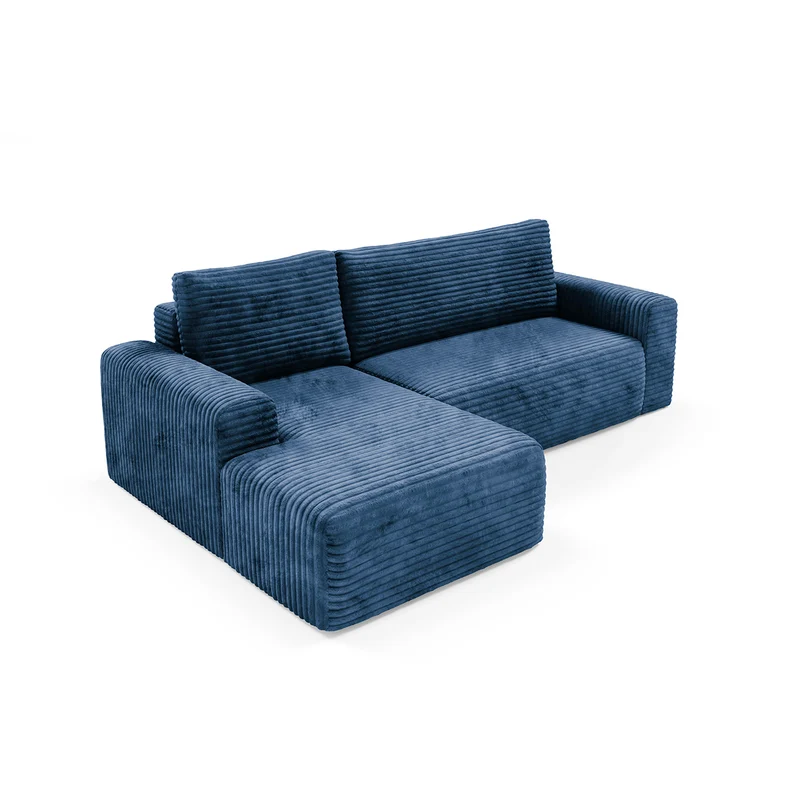 Canapé d'angle gauche convertible 3 places avec coffre Romeo Bleu foncé