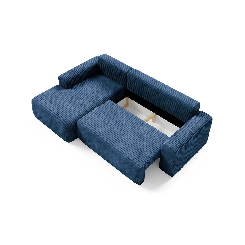 Canapé d'angle gauche convertible 3 places avec coffre Romeo Bleu foncé