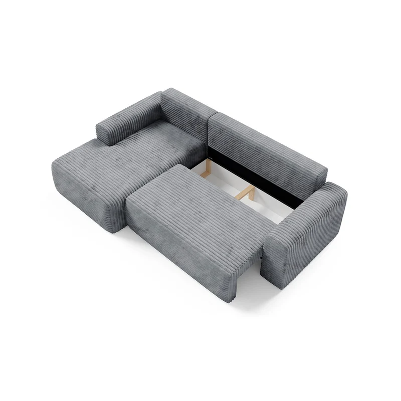 Canapé d'angle gauche convertible 3 places avec coffre Romeo Gris foncé
