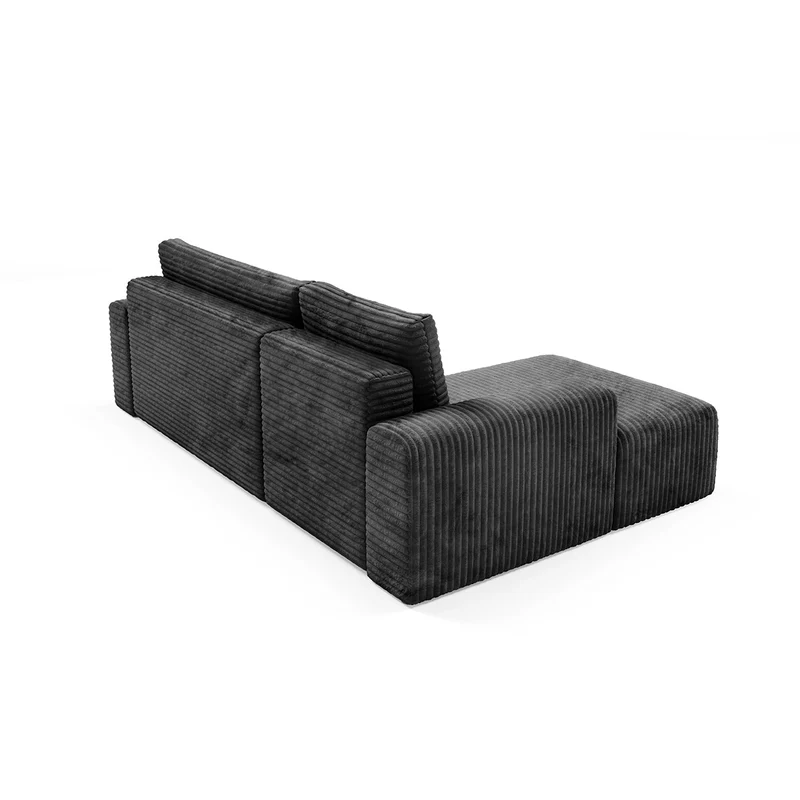 Canapé d'angle gauche convertible 3 places avec coffre Romeo Noir