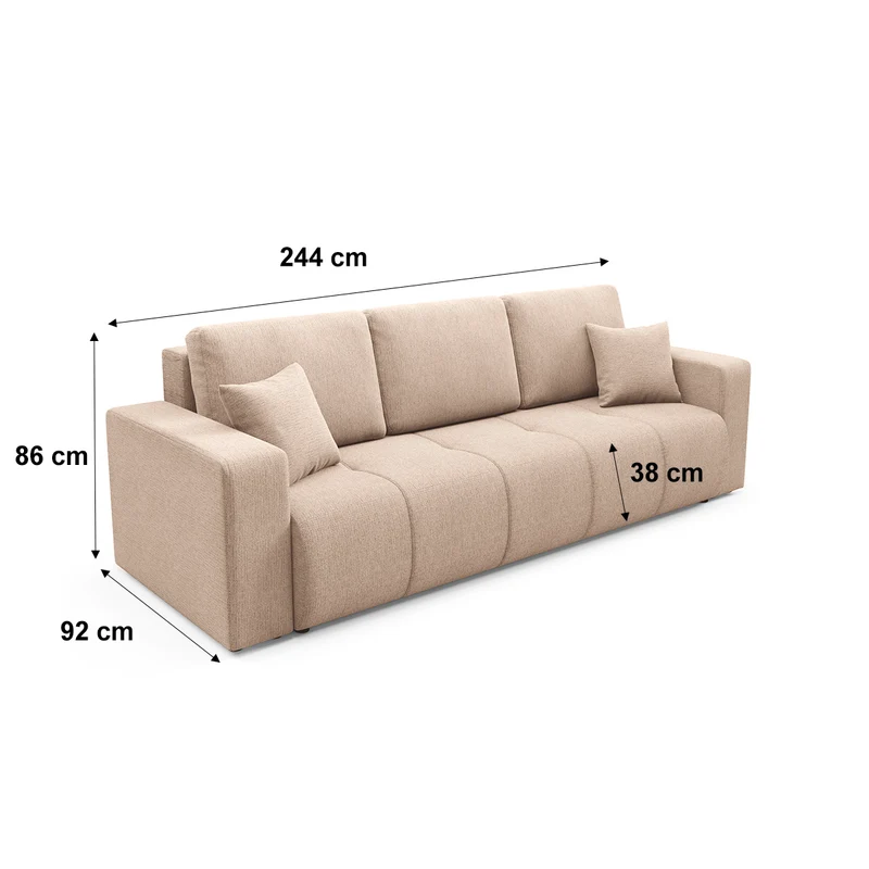Canapé 3 places convertible avec coffre Vasco Beige