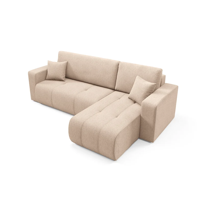 Canapé d'angle réversible convertible 3 places avec coffre Vasco Beige
