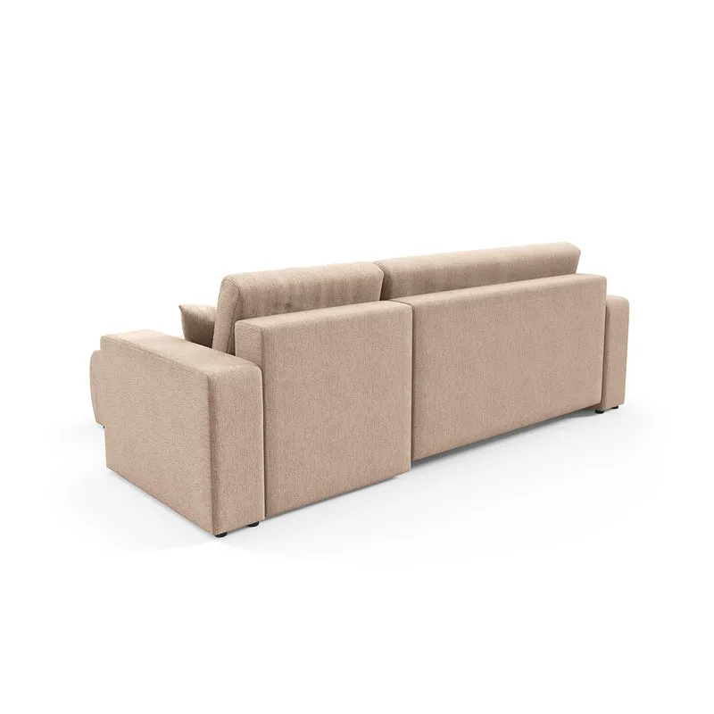 Canapé d'angle réversible convertible 3 places avec coffre Vasco Beige