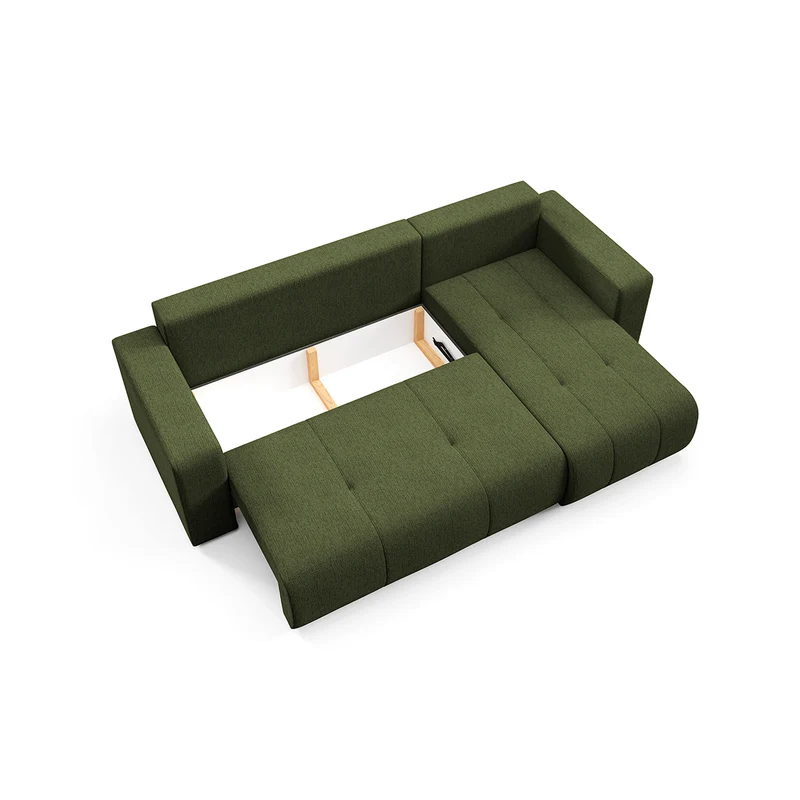 Canapé d'angle réversible convertible 3 places avec coffre Vasco Vert