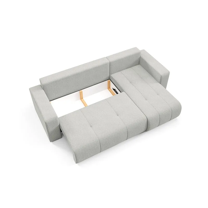 Canapé d'angle réversible convertible 3 places avec coffre Vasco Gris clair
