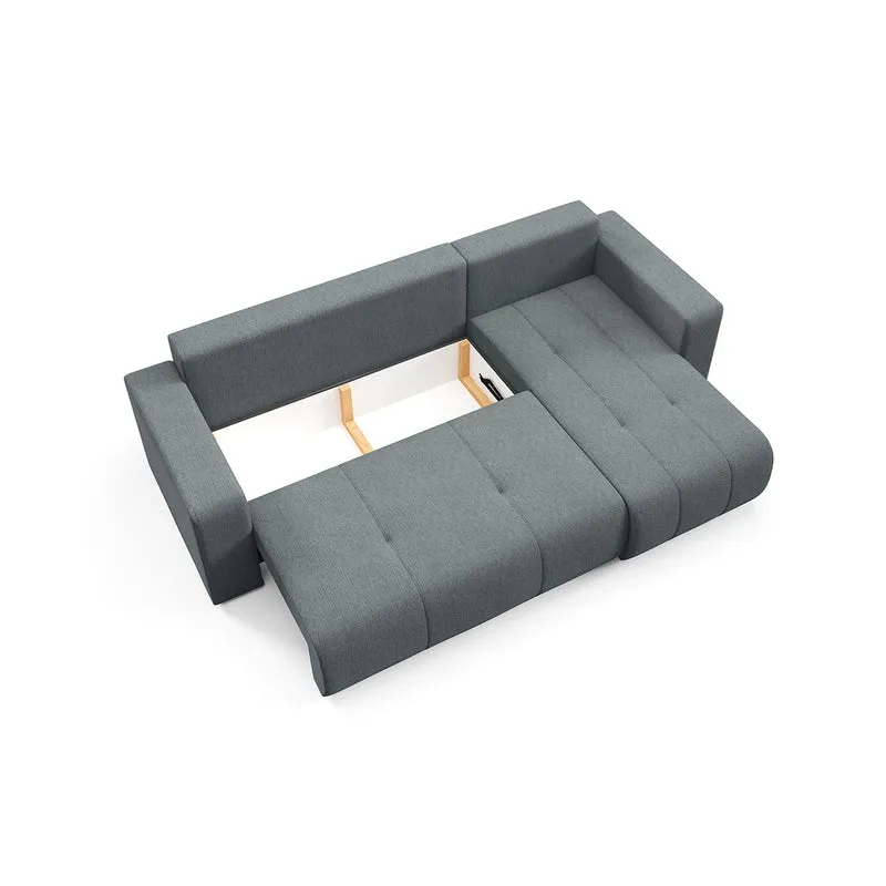 Canapé d'angle réversible convertible 3 places avec coffre Vasco Gris