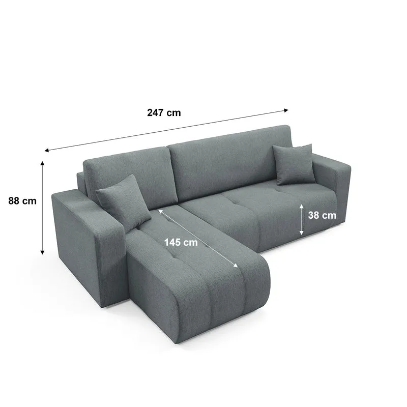 Canapé d'angle réversible convertible 3 places avec coffre Vasco Gris