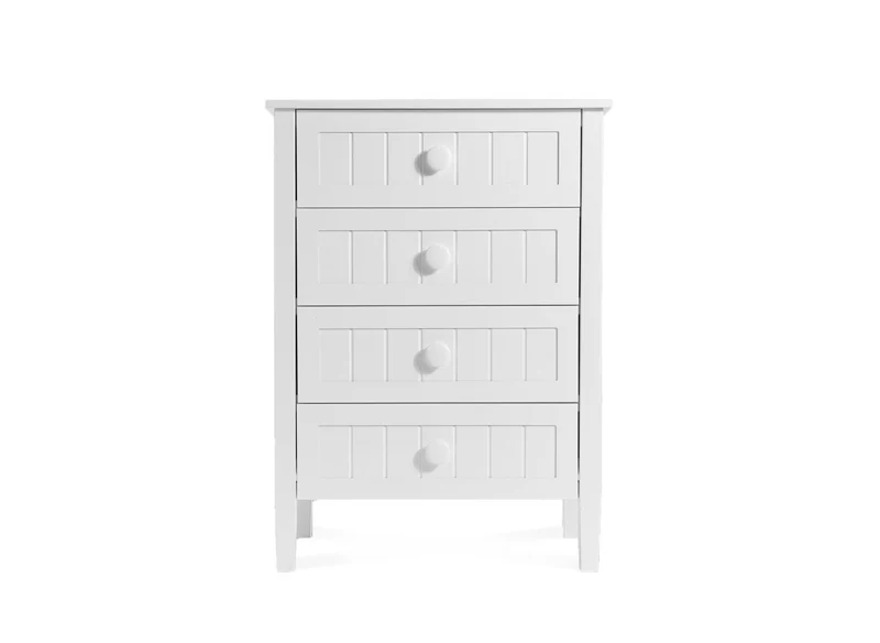 Commode 4 tiroirs en bois blanc KENNY