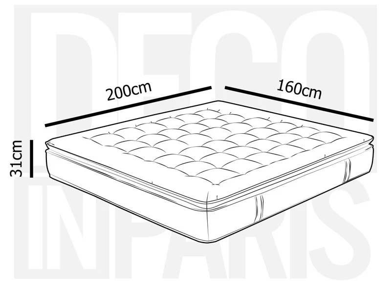 Matelas hybride mousse mémoire en gel et ressorts ensachés 160 x 200 cm épaisseur 31 cm SERENA