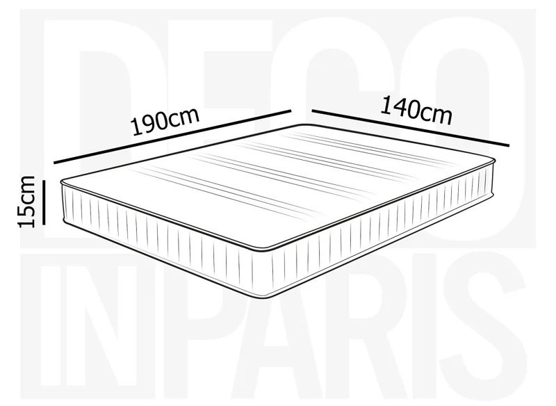 Matelas en mousse 140 x 190 cm épaisseur 15 cm WOLK