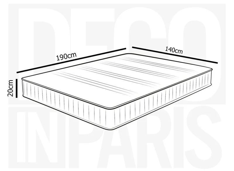 Matelas mousse 140 x 190 cm épaisseur 20 cm AWAN