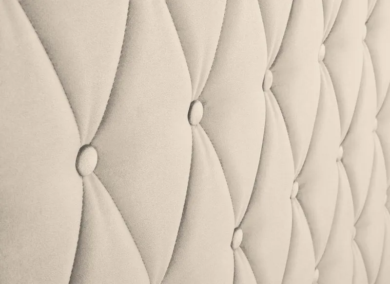 Lit coffre en velours beige 140X190 cm PERLA