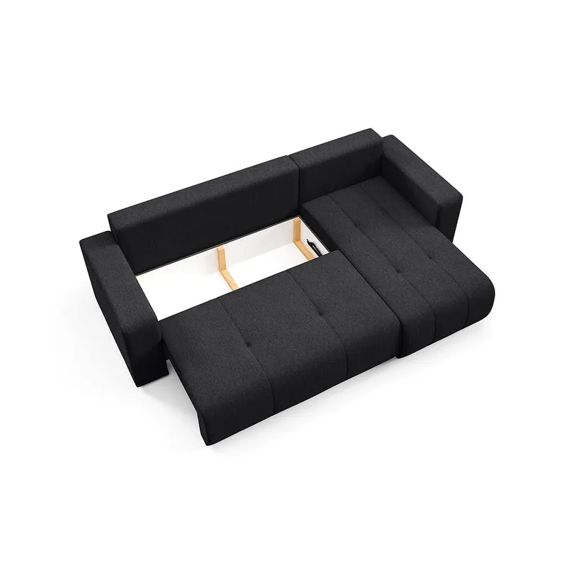 Canapé d'angle réversible convertible 3 places avec coffre Vasco Noir