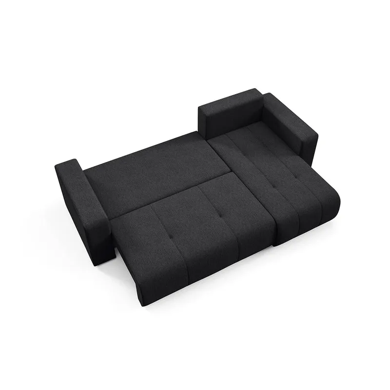 Canapé d'angle réversible convertible 3 places avec coffre Vasco Noir