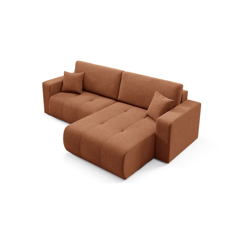 Canapé d'angle réversible convertible 3 places avec coffre Giulia Terracotta