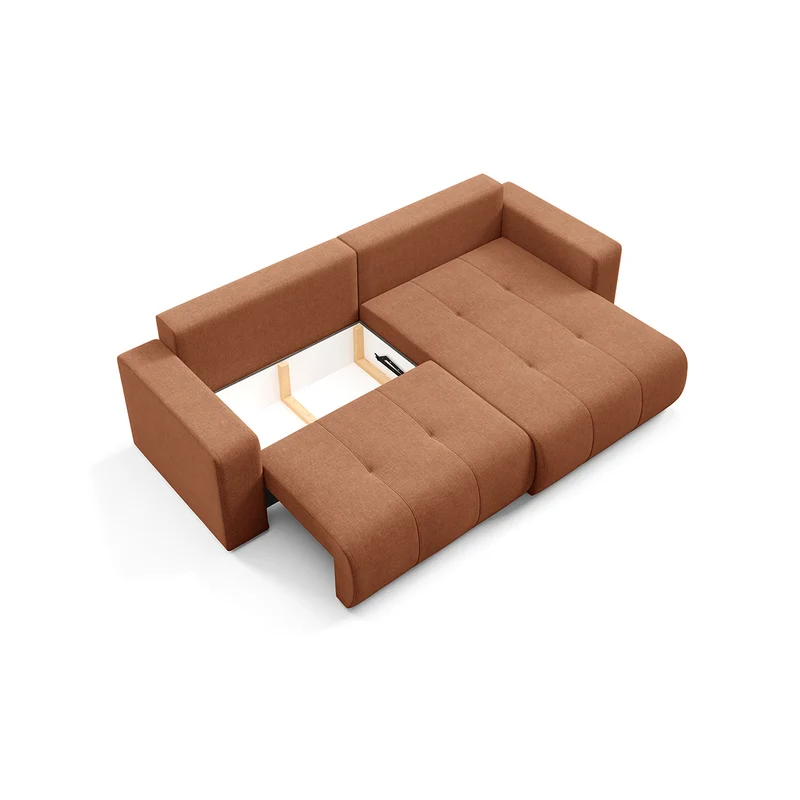 Canapé d'angle réversible convertible 3 places avec coffre Giulia Terracotta