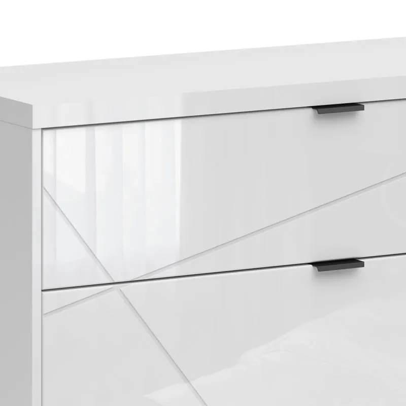 Meuble TV 2 tiroirs 2 niches 156 cm Sven Blanc