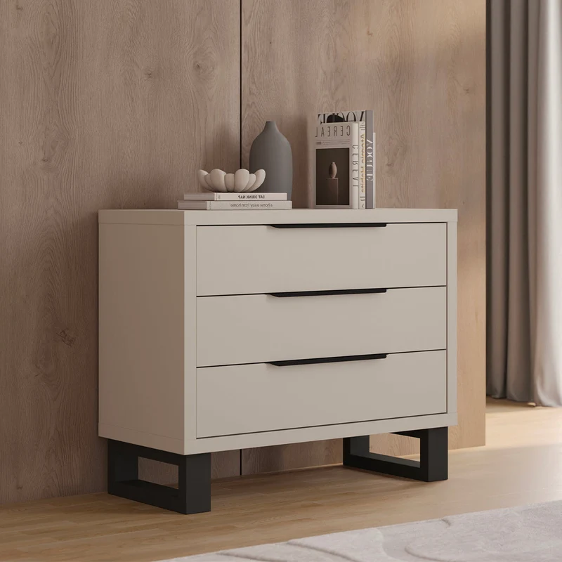 Commode 3 tiroirs Eden Cachemire et Noir