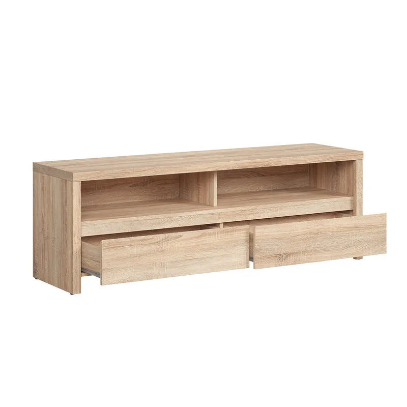 Meuble TV 2 tiroirs 2 niches 143 cm Soren Bois