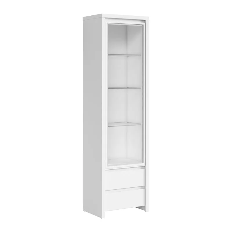 Vitrine 1 porte 2 tiroirs Soren Blanc