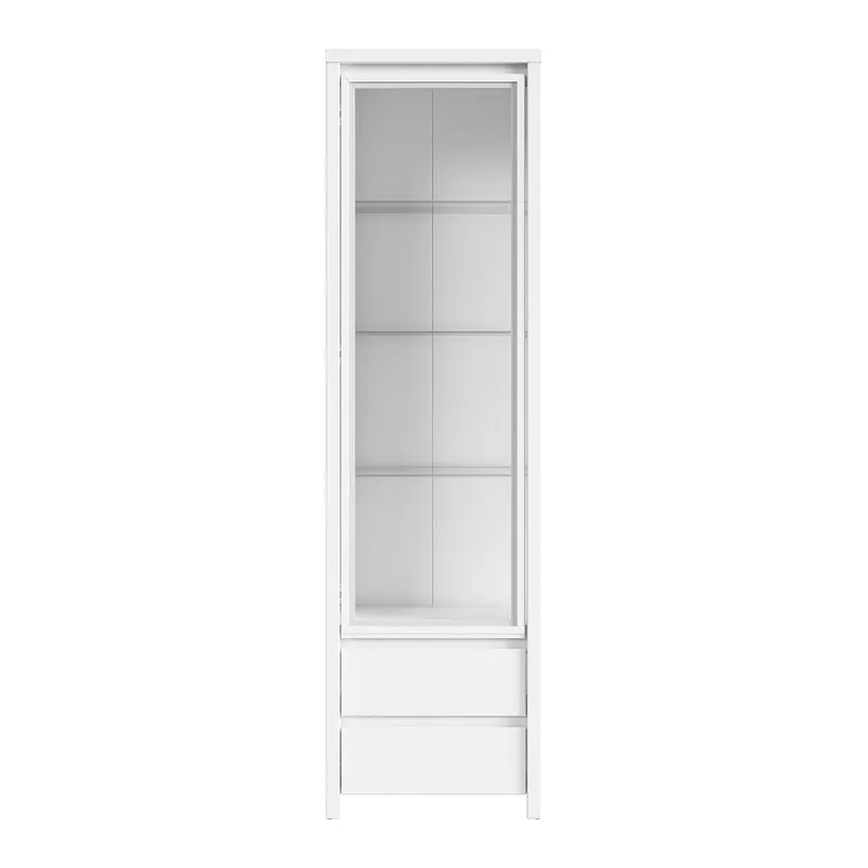 Vitrine 1 porte 2 tiroirs Soren Blanc