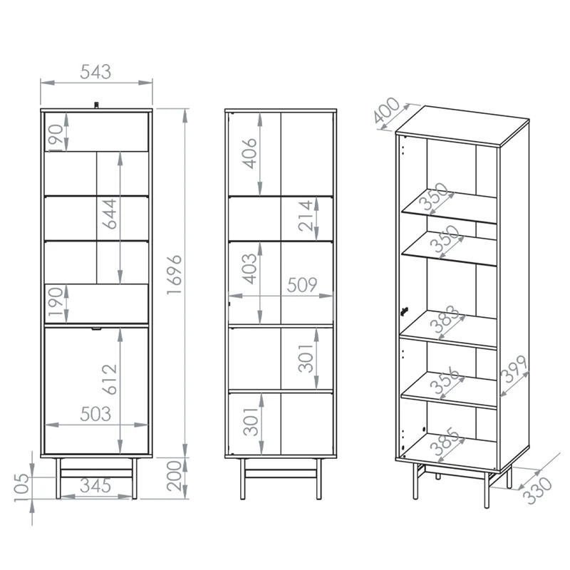 Vitrine 2 portes Nila Bois