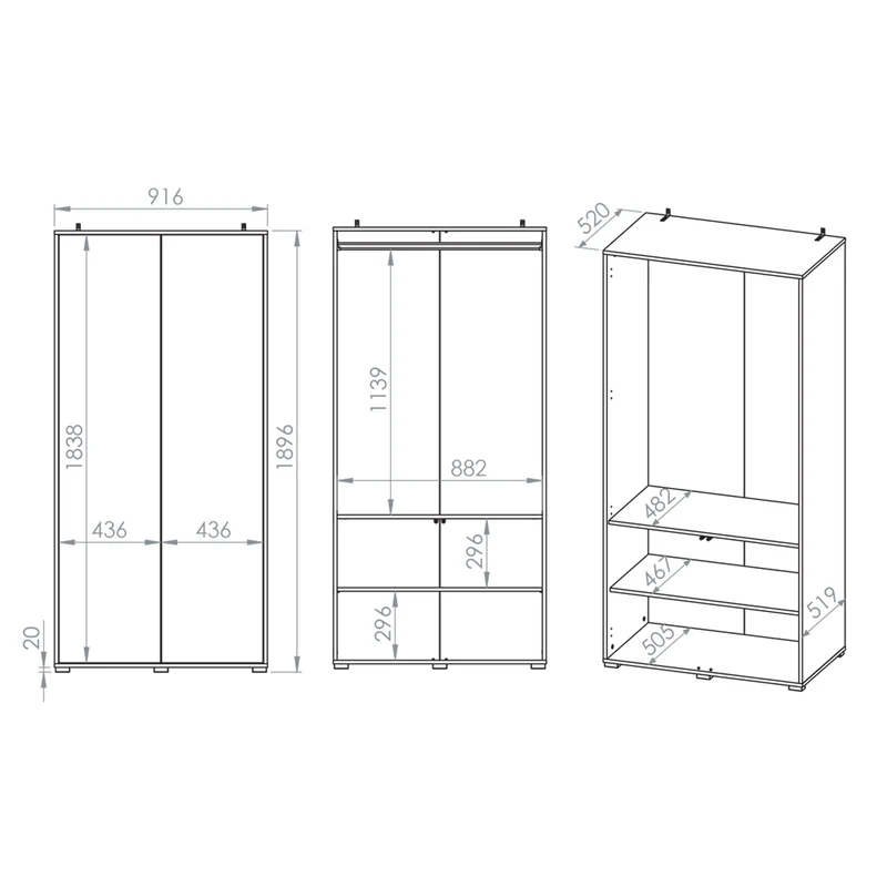 Armoire 2 portes Nila Bois